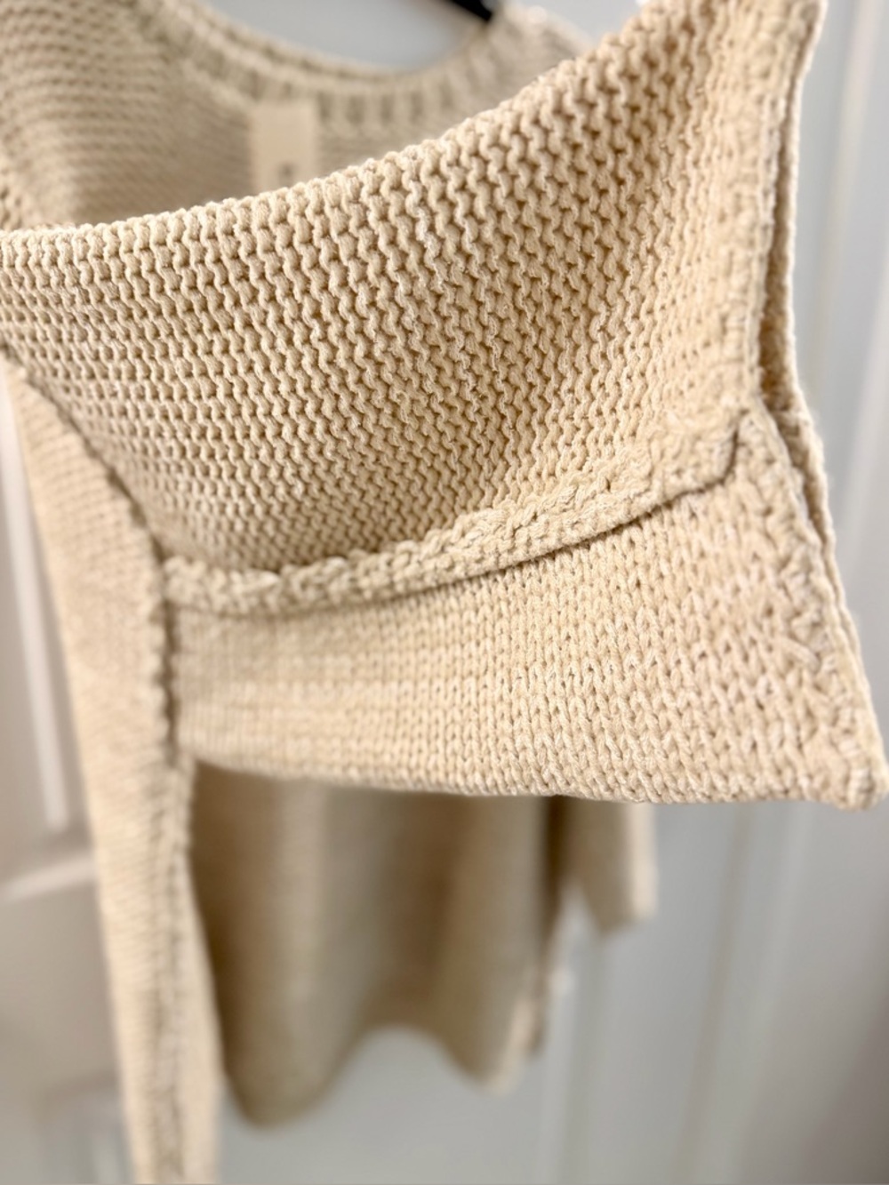 NWT-Three Bird Nest, Beige Oversized quarter sleeve Knit Sweater - Picture 3 of 7